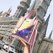 글로시 홀로그래픽 PVC 토트 크로스 백 SM-UN-8562 [SN:745AB1#711], 실버