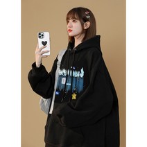 INSLIU 남녀공용 무지 샤르 오버핏 빅사이즈 커플 후드티