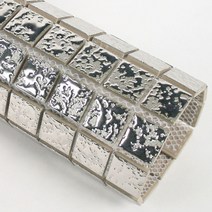 자기질모자이크타일 워터실버 메탈은장25mm(1장), 접착식모자이크타일 1장