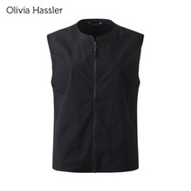 [올리비아하슬러] 블랙 나일론 라운드넥 베스트