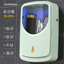 가정용 대용량 식기살균건조기 곰팡이방지 소독통 가정용 충전벽걸이 주방선반 수납함, 그린
