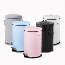 인테리어 양철 컬러 페달 휴지통 모음(핑크 블루 화이트 블랙 그레이 3L/5L/12L/20L), 20L, 핑크