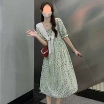 소녀풍 청순 데이트 바캉스 러블리 반팔 민소매 여름 해변 룩 롱 여성 드레스 원피스 XL