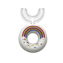 어린이 360 학위 수동 칫솔 키즈 실리콘 U 모양의 만화 선물 2-6-12 세, [12] White Doughnut 6-12