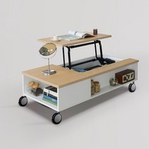 니쉬 리프트업 이동식 소파 테이블 1200 착불, 네츄럴