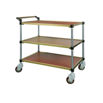 다용도 우드 2단~3단 카트 / 우드&차콜블랙 양면판 + 스테인리스기둥(부싱타입) / 구형 / 식당카트 업소용카트 고급서빙카트 핸드카트, 3단, 대형 520×820