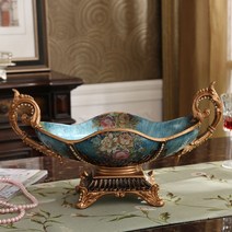 북유럽 앤틱 과일 쟁반 디저트 플레이트 럭셔리 부띠끄 인테리어 장식 빈티지 선물 펄 파우더 플레이트, C타입 과일 플레이트(블루 실크)