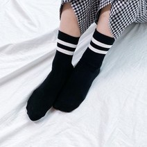 퍼니걸스 6004 줄무늬 스트릿 패션 여성 중목 양말 국내제작 5켤레 여성의류