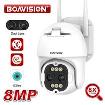 CCTV 4K 8mp 2.8mm -12mm 듀얼 렌즈 8 배 줌 PTZ 와이파이 IP 카메라 2K 4mp 실외 AI 인간 추적 2 방향, 영국 플러그, 4K 8MP 128G TF