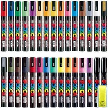 uni posca 유니 포스카 미쯔비시 수성 마카 미디움 라운드 포인트 포스카펜 PC-5M 29색 세트 (블랙 1개 + 오리지널 스티커 노트)