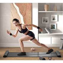 슬라이딩 보드 홈 스케이팅 매트 전용덧신 유산소운동 홈트레이닝, 홈스케이팅 슬라이딩 보드 1.8M 블랙 + 덧신포함