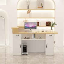 카운터 테이블 안내데스크 미용실 식당 카페 매장 계산대 인포메이션 데스크, 올화이트 오른쪽, 100x50x105cm