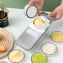 돌아라 가정용 만능 채칼 채썰기 편썰기 6종 세트 스텐통, 그레이