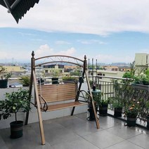 흔들 그네 의자 정원 마당 팬션 카페 야외실내 철제 주물, 강화 버전 브라운