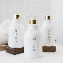 홈스토킹 세로글 한글라벨 욕실 디스펜서 샴푸통 핸드워시 주방세제 소분용기 펌프공병 욕실용품, 1개, 화이트 골드 /아기샴푸