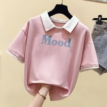 프린팅반팔티셔츠 여성의류 전문점 철수함 캐비닛의 꼬리 부분 화물 마름질 플라워 이니셜 t셔츠 와이드 2240593009