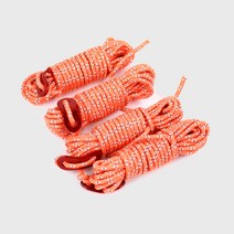 KOOLMAN(쿨맨) 다용도 캠핑 반사 스트링 4mm 4M (스토퍼포함) 4개, 반사 스트링(4mmx4M) - 오렌지 4개