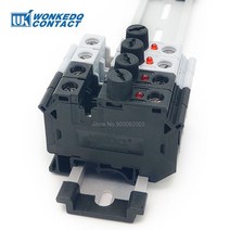 레일 단자대 전선 전기선 딘 찬넬 딘레일 고정식 터미널블럭 커넥터5pcs uk10-drehsi 전기 24v220v led 1a2a4a6a10a 퓨즈 uk10 나사 캡 din, 블랙 - 220v led, 퓨즈 2a 포함