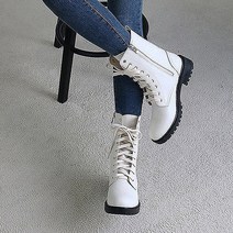 프롬슈 프롬슈 가죽 사이드지퍼 플랫워커 여성 여자군화 (6059444)