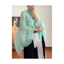 여성 망토 Miyake Pleated 패션 디자인 하이 스트리트 느슨한 대형 여름 솔리드 풀오버 목도리 조수
