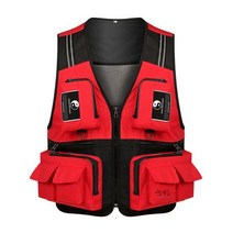 낚시용 멀티포켓 낚시조끼 7종색상 L~3XL 사이즈, 레드