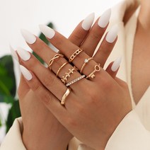 브랜드없음 2021 여성용 매칭 링 보헤미안 패션 쥬얼리 fidget ring set bagues ringen for girls anillos accessories schmuck