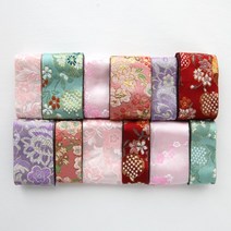 C356 자수꽃 한복리본 길이90cm, 연핑크(lt.pink), 3.8cm