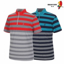 [마코 SALE] (남성)스트라이프배색반집업반팔티셔츠_MJM2TH02