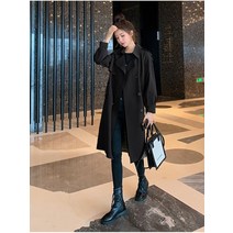 여성 트렌치 코트 솔리드 컬러 라펠 더블 브레스트 트렌치 롱 코트 여성용 단색 가을 겨울 2022