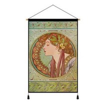 탱화 불교 무속 관세음보살 고급 천 걸이 그림 유럽 복고풍 벽화 바로크 예술 배경 장식 침실 태피스트리, 45X120cm+E