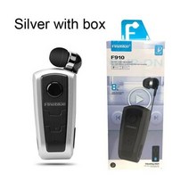 블루투스이어폰 무선이어폰 100% 오리지널 Fineblue F910 무선 블루투스 V4.0 헤드셋 인이어 진동 경고 착용 클립 스마트폰용 핸즈프리 이어폰, [12] Silver with box