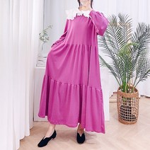 제이앤지니 OP-46 블리캉 빅사이즈 카라장식 캉캉 티어드 롱원피스