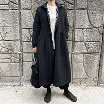 아이보리앤코 다미 오픈형 원피스 롱 코트 자켓 둥근 카라 간절기 루즈핏 빅사이즈
