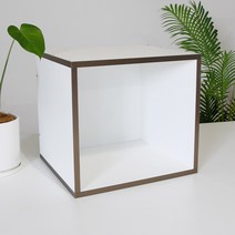 큐브프레임 DIY 큐브박스 1단 공간박스 도어형 오픈형 나무수납 상자, 밀키화이트+딥브론즈(큐브박스)