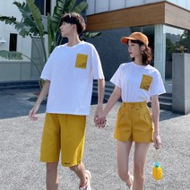 패밀리룩 시밀러룩 오버핏 트레이닝 원피스 룩 빅사이즈 연보라 커플 반바지 친구 가족여행