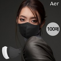 아에르 마스크 KF94 스탠다드 라이트핏 100매 블랙 화이트 대형 중형 소형, 소형 화이트 100매