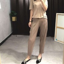 트리플 주름 슬랙스 여 2022 봄여름 와이드 스트레이트 슬림 핏