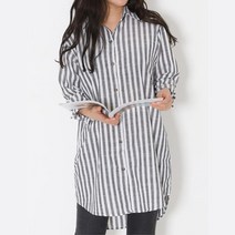 여성 연구원패션 스트라이프 롱남방 롱셔츠코디