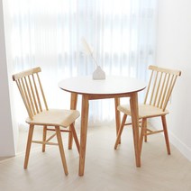 파스텔우드 자작화이트 2인용 원형 원목식탁세트, 원형02, 헤드의자2개