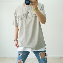 남자 댄디 레터링 루즈 오버핏반팔 (XL~3XL) 빅사이즈티셔츠
