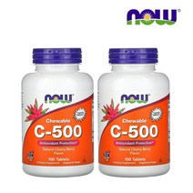 [2개세트] Now Foods 나우푸드 비타민 C 500 츄어블 100정 체리베리 비타민씨 소르비톨 솔비톨 자일리톨 아스코르브산 아스코빅애씨드 아세로라 시트러스 바이오플라보노이드