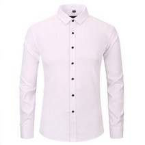 주름 방지 다림질 슬림 피트 남성 드레스 캐주얼 긴팔 셔츠 화이트 블랙 블루 레드 사회 포멀 셔츠