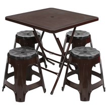 지오리빙 창신 라탄테이블 의자 세트 포장마차, (창신)사각+회전/브라운