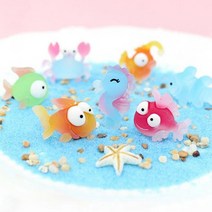 물멍 베타어항 어항 키우기 꾸미기 캐릭터 피규어 금붕어키우기 물고기 구피, 6 바다캐릭터 핑크