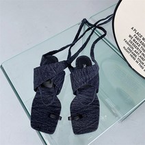 크라우드펀딩 데님 스트랩 샌들 여름 로마네스크 힐