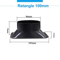 덕트 100-150mm 긴 플랜지 덕트 팬 호스 커넥터 주방 후드 환기 파이프 용 공기 어댑터 배기구 연결, 01 Retangle 100mm