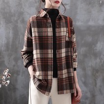 [해외] 인기신상 여성 가을겨울 두꺼운 체크무늬 모직 셔츠