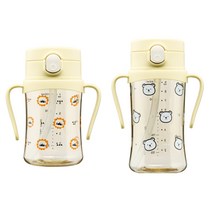 아키움 라이언_베어 빨대컵 2종세트, 200ml+260ml, 레몬, 레몬