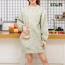 1+1 에클리츠 토끼 긴팔 앞치마 어린이집 앞치마 유치원 작업복 원피스, 그린+그린