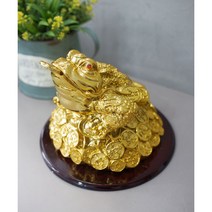 풍수 재물복 우드받침 황금 삼족두꺼비 (4 size)